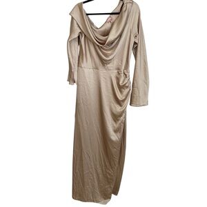 Show Me Your MuMu Women’s Jamie Maxi Dress in Champagne Luxe Satin Sz XL GUC
